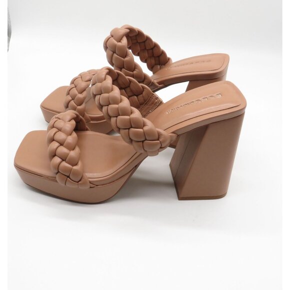BCBG Generation Women's Tan Braided Strap Block Heel Sandals Size 10 NEW - Picture 3 of 8